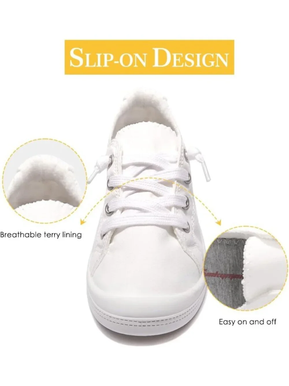 Women's White Comfortable Lace-Up Flat Breathable Walking Casual Sneakers